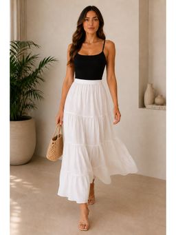 sencei - Cotton Tiered Maxi Skirt