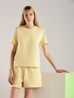 Calvin Klein - Solid Regular-Fit Cotton T-shirt Yellow