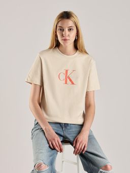 Calvin Klein - Logo Regular-Fit Cotton T-shirt Beige