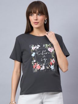 98 Degree North - Women Cotton Half Sleeves T-shirt Charcoal