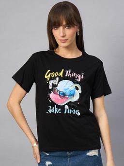 98 Degree North - Women Cotton Half Sleeves T-shirt Black