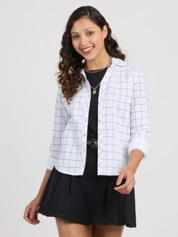 PINACOLADA - Women Daisy White Graph Check Shirt