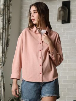 PINACOLADA - Women Peach Pink Rhombus-Tactile Shirt