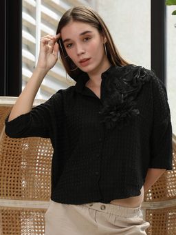 PINACOLADA - Women Onyx Black Rosalia Cube-Tactile Shirt