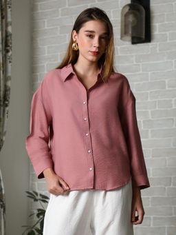 PINACOLADA - Women Salmon Pink Breezy Wrinkled Relaxed Shirt