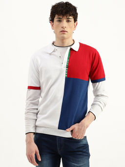 United Colors of Benetton - Men Multi-Color Regular Fit Colorblock Polo T-Shirt