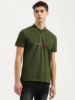 United Colors of Benetton - Men Green Regular Fit Neck Solid Polo T-Shirt
