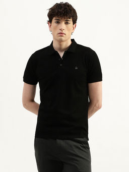 United Colors of Benetton - Men Black Regular Fit Solid Polo T-Shirt