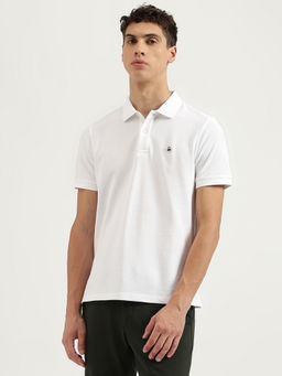 United Colors of Benetton - Men White Relaxed Fit Solid Polo T-Shirt