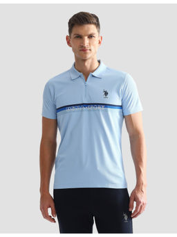 U.S. POLO ASSN. - Men Blue Typograpphy Polo T-Shirt
