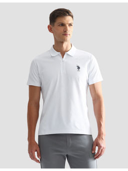 U.S. POLO ASSN. - Men White Geometric Polo T-Shirt