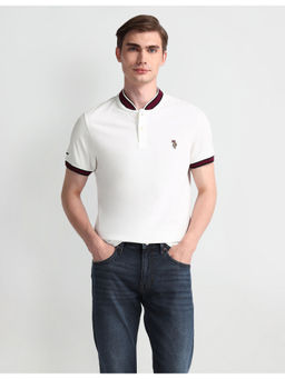 U.S. Polo Assn. Denim Co. - U.S. Assn. Denim Co. White Solid/Plain Half Sleeves T-Shirt