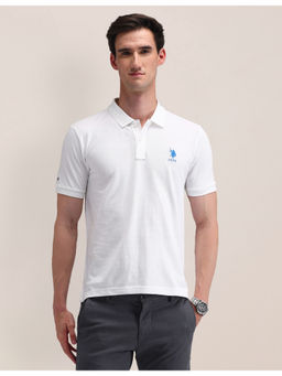 U.S. POLO ASSN. - White Solid/Plain Half Sleeves Polo T-Shirt