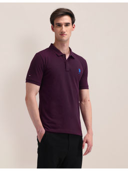U.S. POLO ASSN. - Purple Solid/Plain Half Sleeves Polo T-Shirt