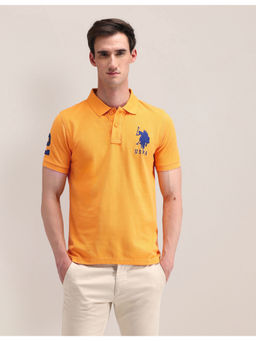 U.S. POLO ASSN. - Mustard Half Sleeves Solid Polo T-Shirt
