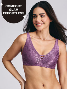 Nykd by Nykaa - Luxe Shiny Lace Everyday Non Padded Non-Wired Bra NYB038 Berry C