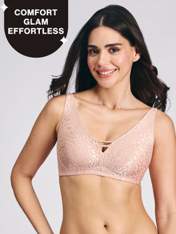 Nykd by Nykaa - Luxe Shiny Lace Everyday Non Padded Non-Wired Bra NYB038 P Nude