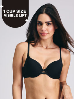 Nykd by Nykaa - Breathe Cotton Wired Push Up Bra with Detachable Straps-NYB366-Black