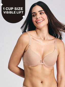 Nykd by Nykaa - Breathe Cotton Wired Push Up Bra with Detachable Straps-NYB366-Dark Skin