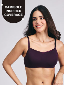 Nykd by Nykaa - Breathe Cotton Everyday Padded Non Wired Cami T-Shirt Bra NYB402 Purple