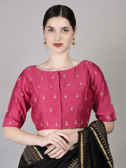Palash - Magenta Hand Embroidered Chanderi Stitched Blouse