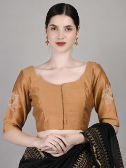 Palash - Brown Hand Embroidered Chanderi Stitched Blouse