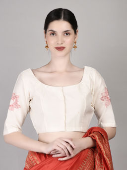 Palash - Off White Hand Embroidered Chanderi Stitched Blouse