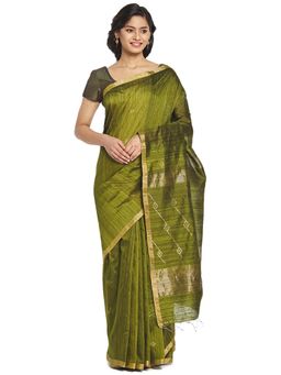 Fabindia - Green Hand Woven Silk Sari