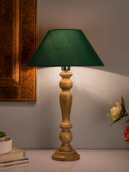 Homesake - Eureka Natural Wood Table Lamp Green Shade