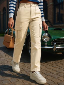 Bewakoof - Women Brown Straight Cargo Pant