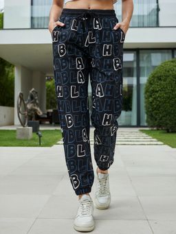 Bewakoof - Women's Black All Over Printed Oversized Joggers