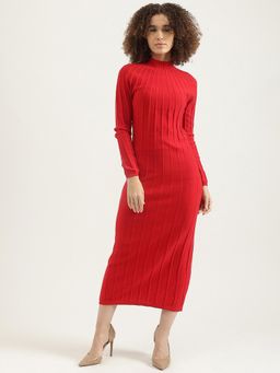 United Colors of Benetton - High Neck Textured Midi Dress