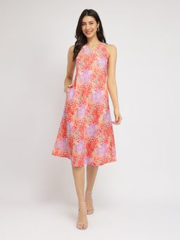 FableStreet - Floral A-Line Midi Dress - Multicolour