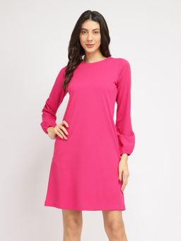 FableStreet - Jersey Shift Knee Dress - Magenta