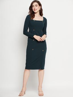 Madame - Square Neck Sheath Knee Dress