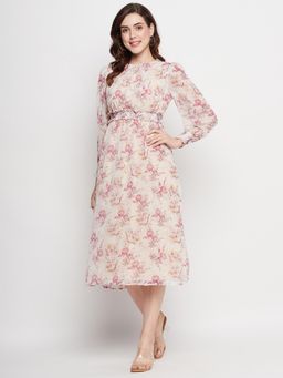 Madame - Beige Knee Dress for Women