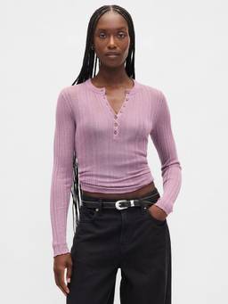 GAP - Womens Self-Design Henley Neck Top