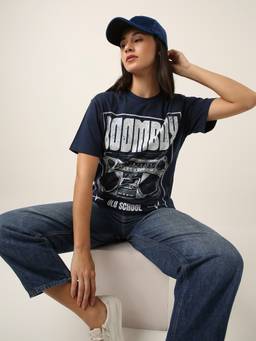 BLNK - Relaxed Fit: Graphic Print T-Shirt Navy Blue