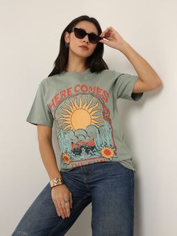 BLNK - Relaxed Fit: Graphic Print T-Shirt Green