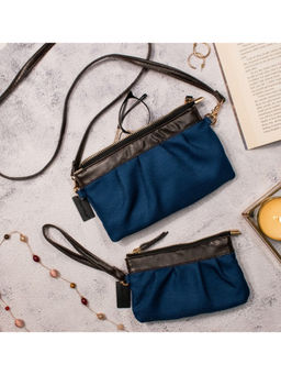 Visual Echoes - Color Burst Sling and Wristlet Wallet Combo Magnificient Blue (Set of 3)