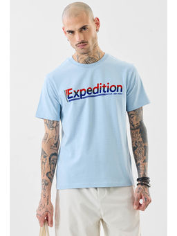 Snitch - Light Blue Printed Half Sleeves Casual T-shirt