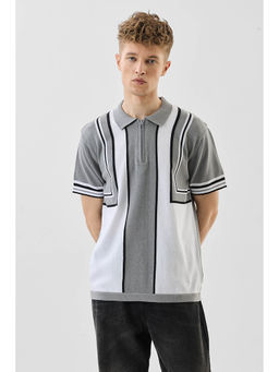 Snitch - Grey and White Colorblock Polo T-shirt