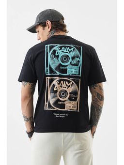 Snitch - Black Graphic Print Half Sleeves T-shirt