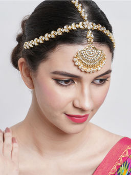 Karatcart - Gold Plated Peacock Shaped Handcrafted Kundan Sheeshphool