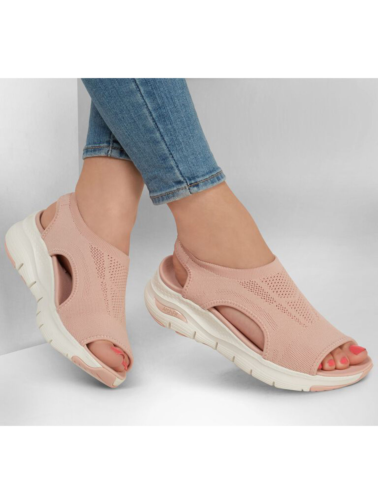 Buy SKECHERS Arch Fit-city Catch Pink Arch Fit Sandals Online