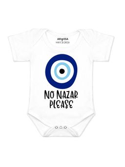 Arvesa - Unisex White No Nazar Please Printed Romper
