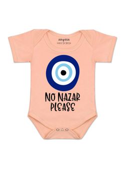 Arvesa - Unisex Peach No Nazar Please Printed Romper