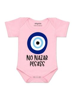 Arvesa - Unisex Pink No Nazar Please Printed Romper
