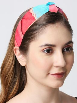 OOMPH - Women Latest Stylish Galaxy Print Pink Knotted Hair Band