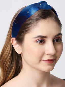 OOMPH - Women Latest Stylish Galaxy Print Blue Knotted Hair Band